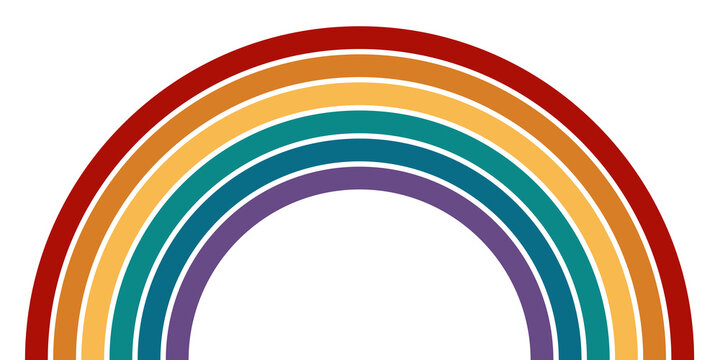 Retro Regenbogenbogen im Boho-Stil auf transparentem Hintergrund &ndash; Vintage Illustration