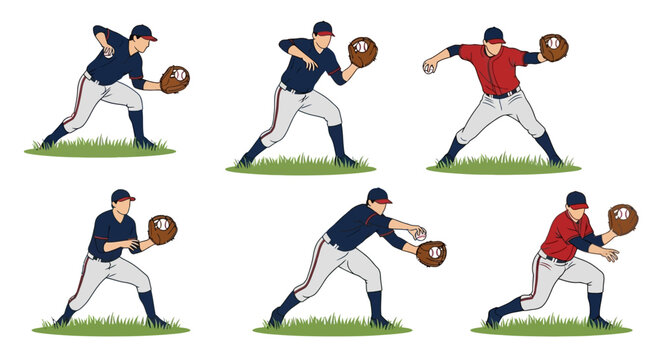 Baseball Player Poses: Action Shots of Pitching, Catching, and Fielding