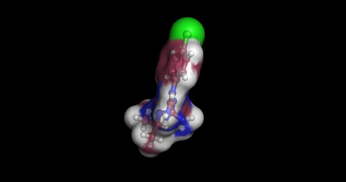 Proguanil, biguanide derivative antimalarial prodrug and dihydrofolate reductase inhibitor, 3D molecule spinning, 4K