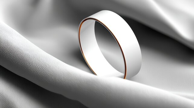 A white ring with a thin orange band.