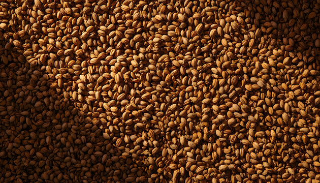 Close-up macro view of dried cumin seeds, creating a textured pattern under soft light