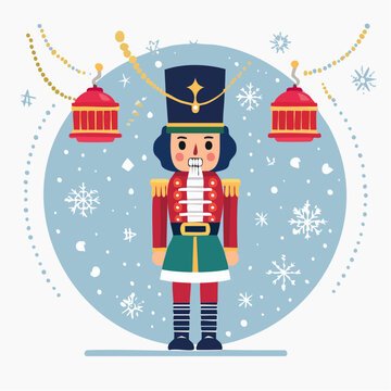 Nutcracker Soldier with Snowflakes and Lanterns