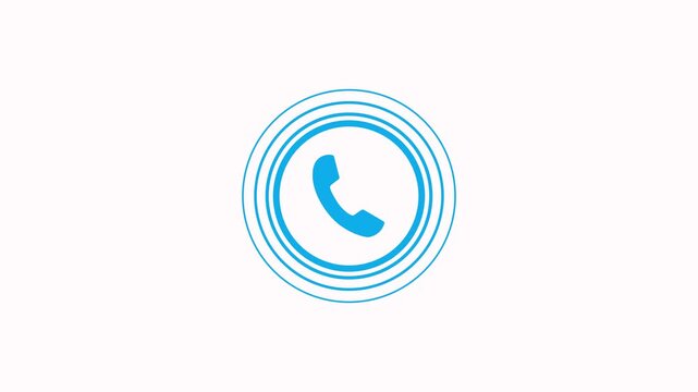 Call icon with loop circle wave animation on a white background. Incoming call ring icon. Call mobile receiver icon. Out going call icon with circle. Phone button icon with ringing signal