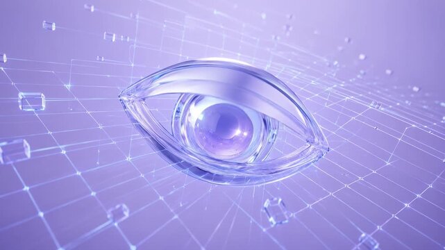 Glass Eye Digital Grid Surveillance 3D Render