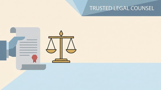 Trusted legal counsel banner template with document scroll