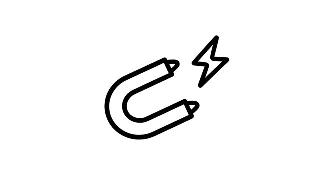 electromagnetism, magnet, lightning, magneticforce, attraction, electricity, energy, physics, horseshoe, power, electric, science, lineicon, minimal, vector, illustration, isolated