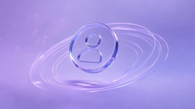 Glass User Profile Icon Ripple Rings 3D Render