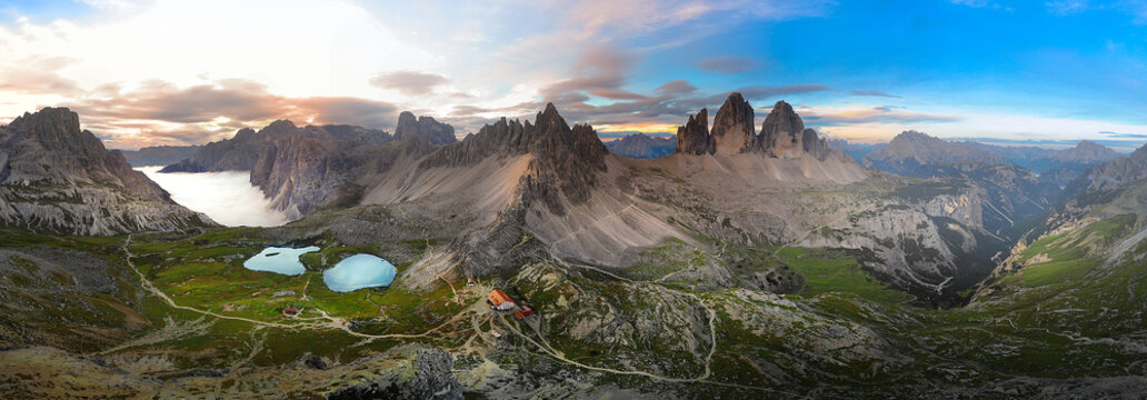Located in the Dolomites of the Italian Alps, the Tre Cime di Lavaredo (German: Drei Zinnen / Three Peaks) are a world-famous collection of three iconic, massive limestone peaks that are a UNESCO Worl