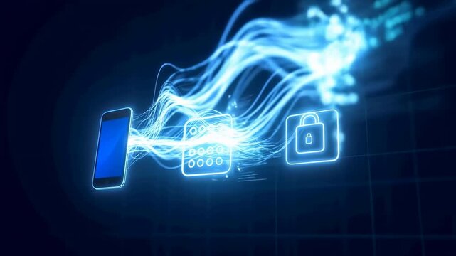 Secure Phone Icons. Icons Representing Secure Mobile Access With Encrypted Channels And Trust Visuals