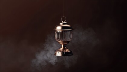 Fototapeta premium Radiant ornate lantern glowing with soft smoke, evoking the spirit of Eid al-Adha and islamic festivities