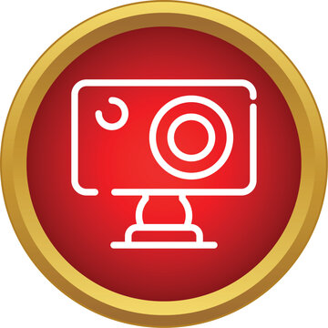 Action camera icon showing video recording technology on a red and gold background