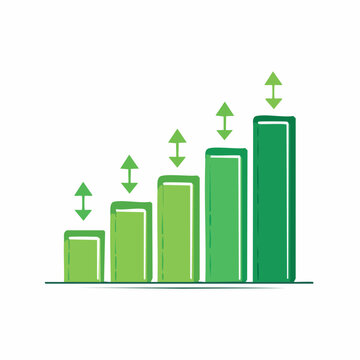 Green Bar Chart with Up and Down Arrows