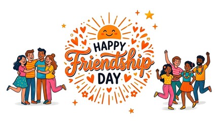 Fototapeta premium Happy friendship day celebrating togetherness and joyful moments