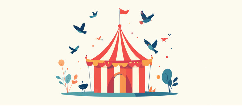 birds chirping around a circus vector