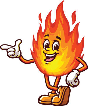 Flame cartoon mascot with an idea