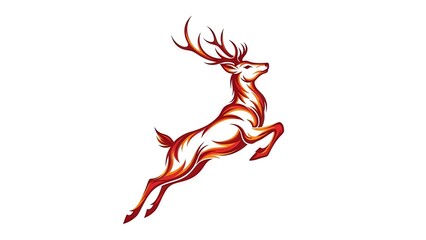 Obraz premium Majestic Stag Leaping Silhouette, Dynamic Animal Art, Copy Space