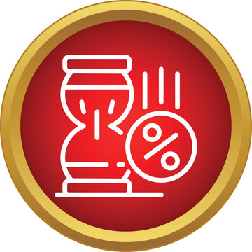 Hourglass icon with a percentage symbol representing a limited time sale or offer