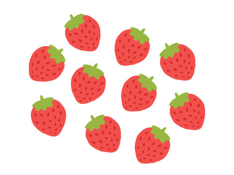 赤色のいちごのイラストセット