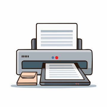 Printer with Paper and Envelope