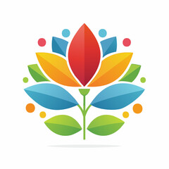 Obraz premium Colorful Lotus Flower with Human Figures Logo