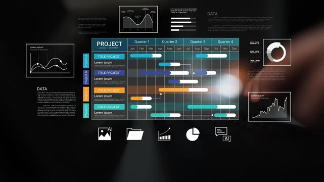 Modern Project Management Dashboard with Data Visualizations, Gantt Chart, Graphs, and Interactive Elements for Business Strategy Gluon.