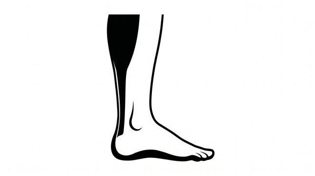 Human lower leg silhouette with shin highlight for anatomy or pain location