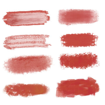 Abstract Red Watercolor Brush Strokes and Paint Smudges Set on White