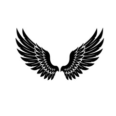 Fototapeta premium Simple Black Angel Wings Icon Vector Illustration