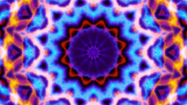Spinning abstract magic flower. Esoteric cosmic energy mandala with rayses. Looping footage. Symbol of the sun.