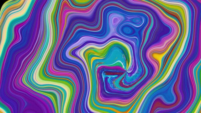 Psychedelic Liquid Marble Swirl Background, Colorful Abstract Fluid Animation