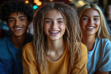 Fototapeta premium young girls smiling and looking at the camera.