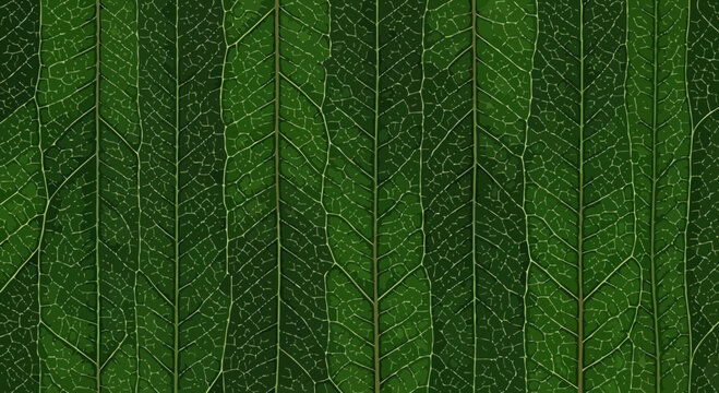 Close-up Macro View of Green Leaf Veins Pattern Texture Background