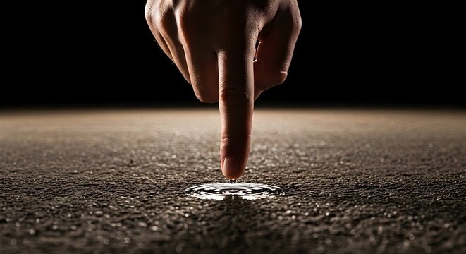 Finger touching water droplet on textured surface