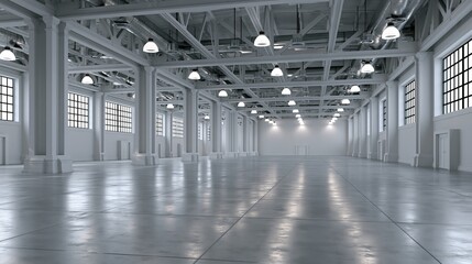 Naklejka premium Empty hall exhibition centre.The backdrop for exhibition stands, booth,Display,trade show.Conversation for event,meeting.Big room for entertainment,event,sports.3d Background for online.3d render.