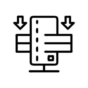 Credit card machine with arrows pointing in on transparent background silhouette