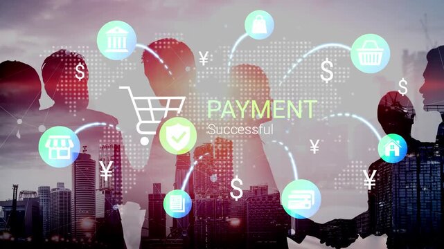 Digital Payment Processing Concept with Successful Transaction and Business People in Background, Illustrating Online Shopping and Financial Technology Gluon.