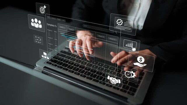 Project management dashboard showing timeline, tasks, milestones, and workflows for planning, tracking, and executing successful business or team projects Marrow