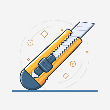 Yellow Utility Knife Illustration