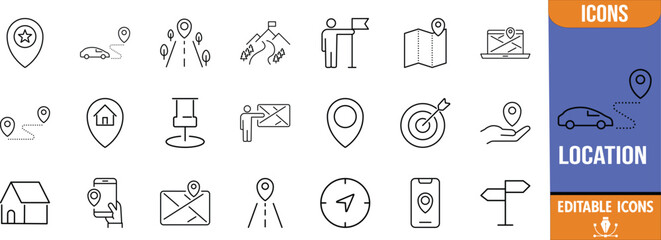 Map navigation location route vector icons. pin icon set, map icon set, compass icon set © Romjan