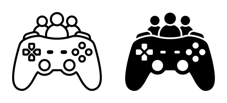 Multiplayer Gaming Icons, Team Play Controller Graphics, Online Community Game Symbols