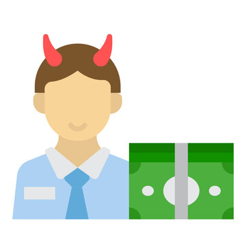 Male corporate manager character with devil horns icon