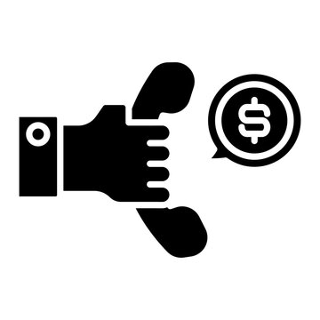 Telephone handset next to money transaction bubble