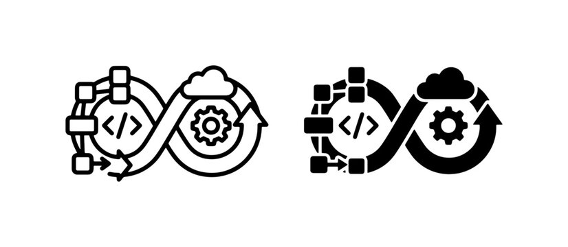 DevOps Infinity Loop Icons: Continuous Integration, Deployment, Cloud, Code, Workflow Automation, Software Development Lifecycle