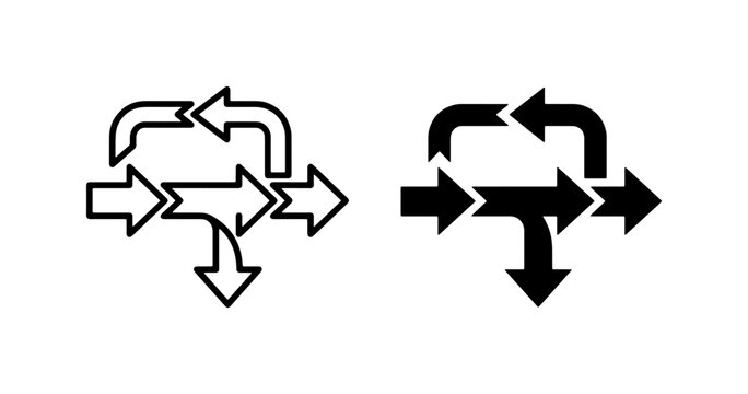 Flowchart Arrows Vector Set, Decision Tree Paths, Directional Icons, Process Flow Symbols, Business Strategy Navigation