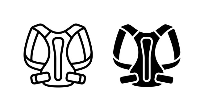 Posture Corrector Icons, Back Support Braces, Spinal Alignment Aids, Health and Wellness Vector Graphics