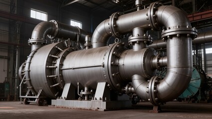 Obraz premium Industrial Vacuum Pump System in Factory