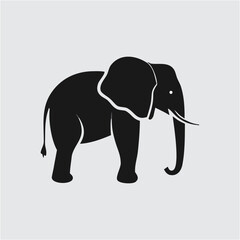 Obraz premium Black elephant silhouette in minimalist style with white outline on plain background for wildlife conservation