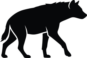 Fototapeta premium Hyena silhouette outline drawing on black background line art silhouette