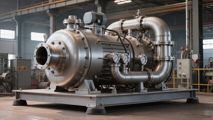 Obraz premium Industrial Vacuum Pump System in Factory
