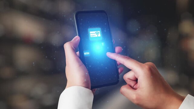 Digital gift card icons show e-commerce, payment, and digital gift card redemption. Digital gift card supports online shopping, secure payment, and customer loyalty programs. Gist